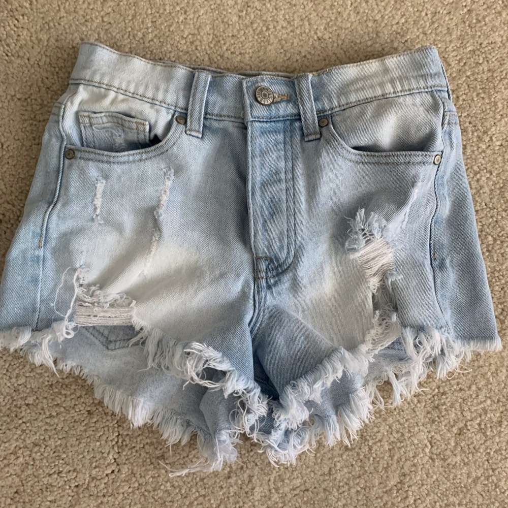 Distressed jean shorty shorts from Celebrity Pink!